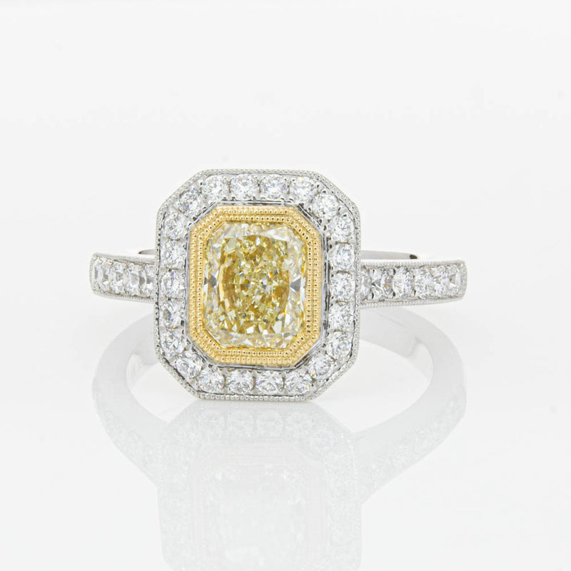 18ct White Gold Radiant Yellow Diamond Ring-Ring-Walker & Hall
