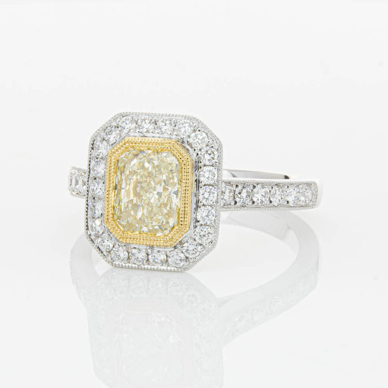 18ct White Gold Radiant Yellow Diamond Ring-Ring-Walker & Hall