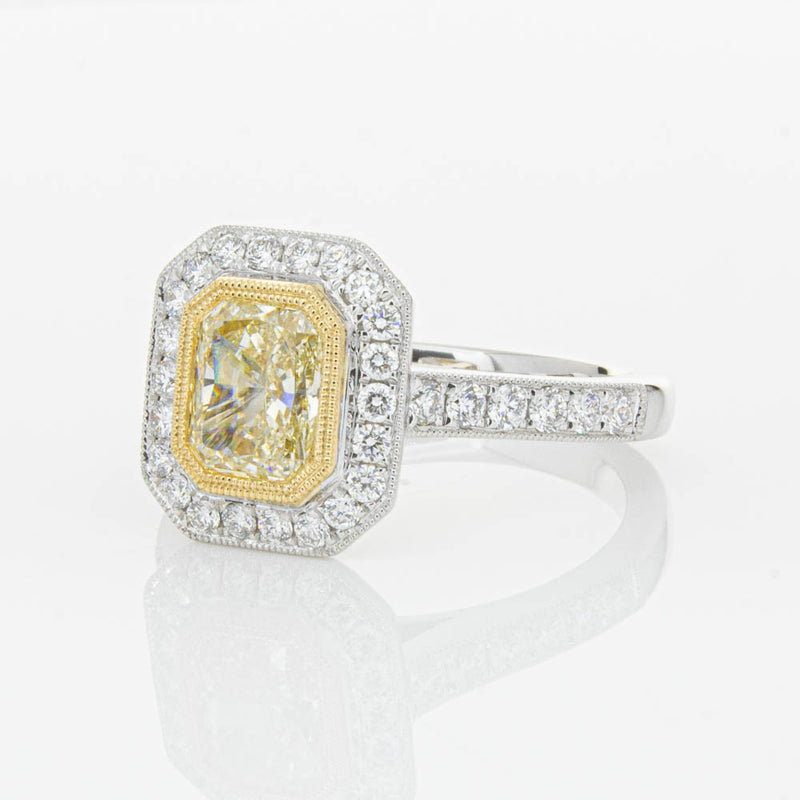 18ct White Gold Radiant Yellow Diamond Ring-Ring-Walker & Hall