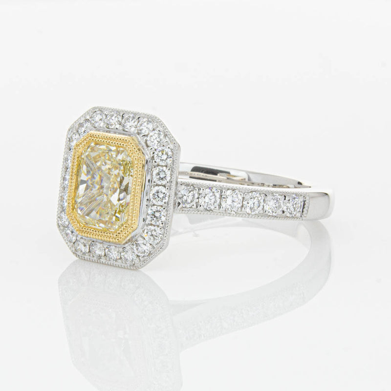 18ct White Gold Radiant Yellow Diamond Ring-Ring-Walker & Hall