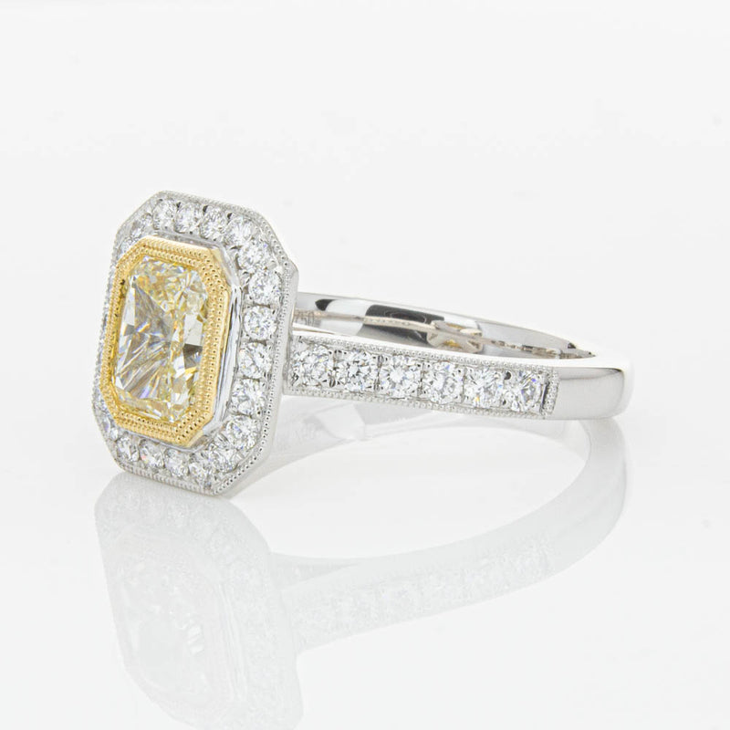 18ct White Gold Radiant Yellow Diamond Ring-Ring-Walker & Hall