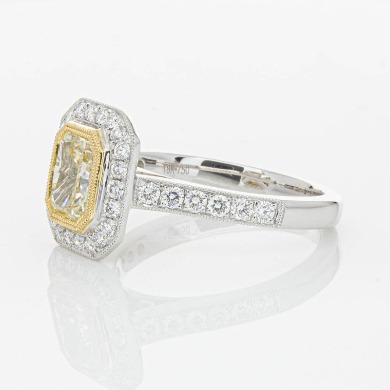 18ct White Gold Radiant Yellow Diamond Ring-Ring-Walker & Hall