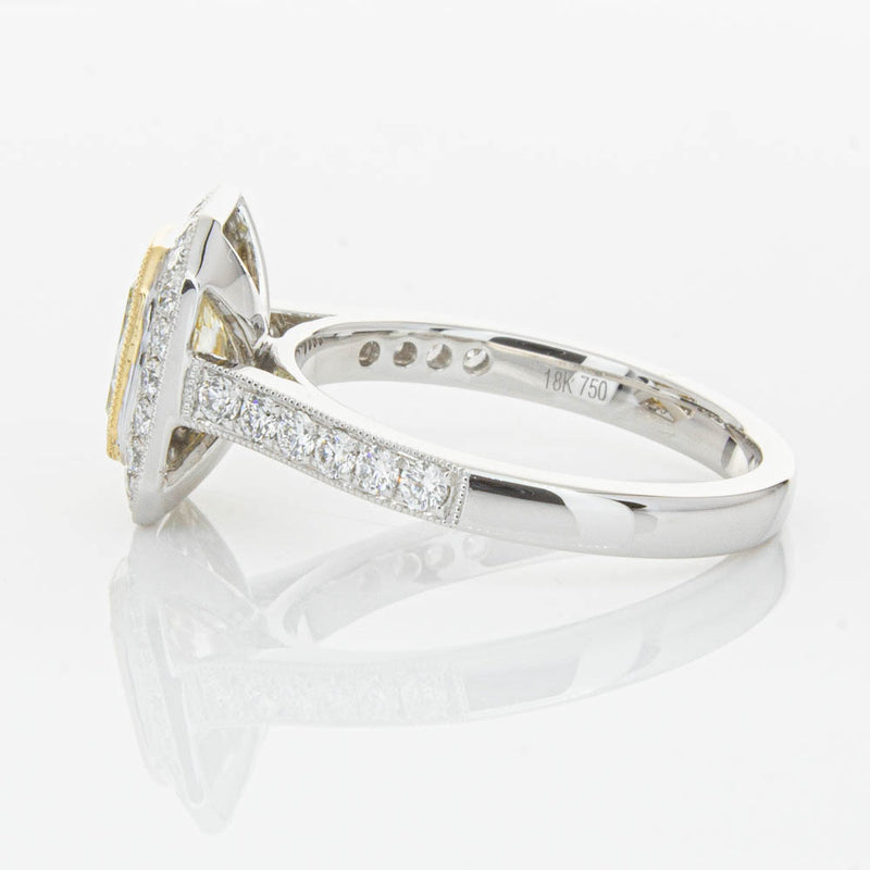 18ct White Gold Radiant Yellow Diamond Ring-Ring-Walker & Hall