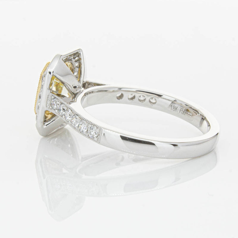 18ct White Gold Radiant Yellow Diamond Ring-Ring-Walker & Hall