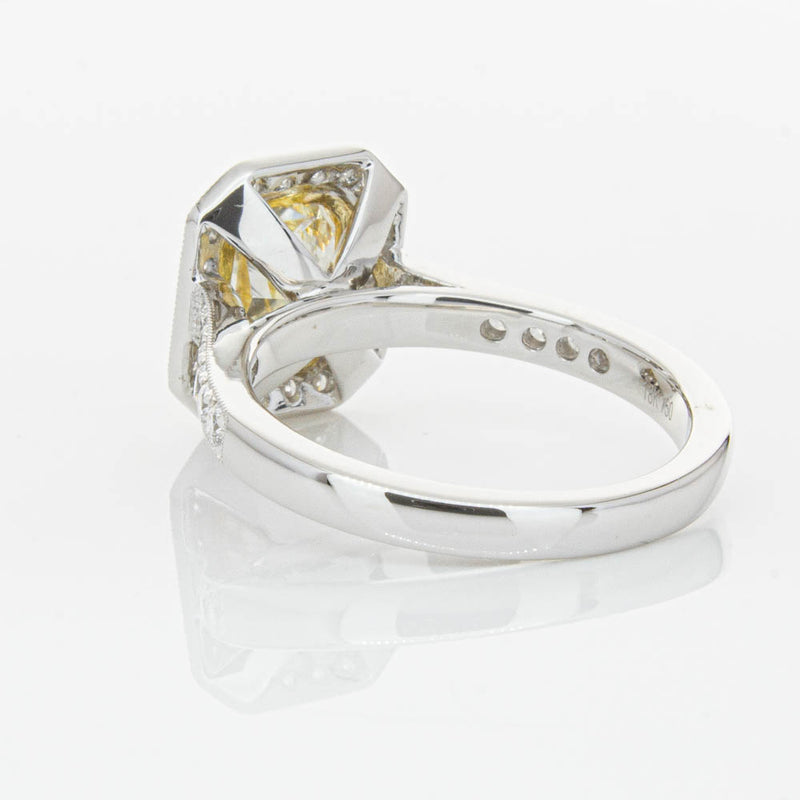 18ct White Gold Radiant Yellow Diamond Ring-Ring-Walker & Hall