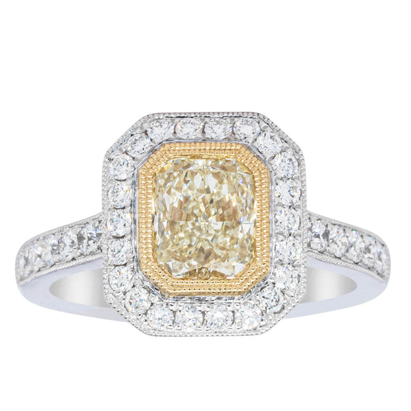 18ct White Gold 1.50ct Radiant Yellow Diamond Ring - Ring - Walker & Hall