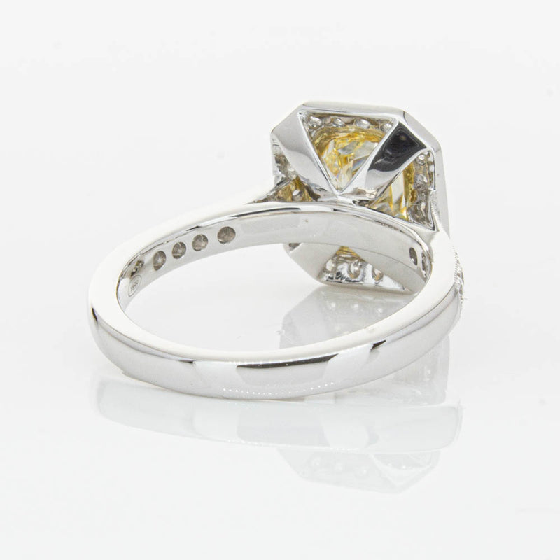 18ct White Gold Radiant Yellow Diamond Ring-Ring-Walker & Hall