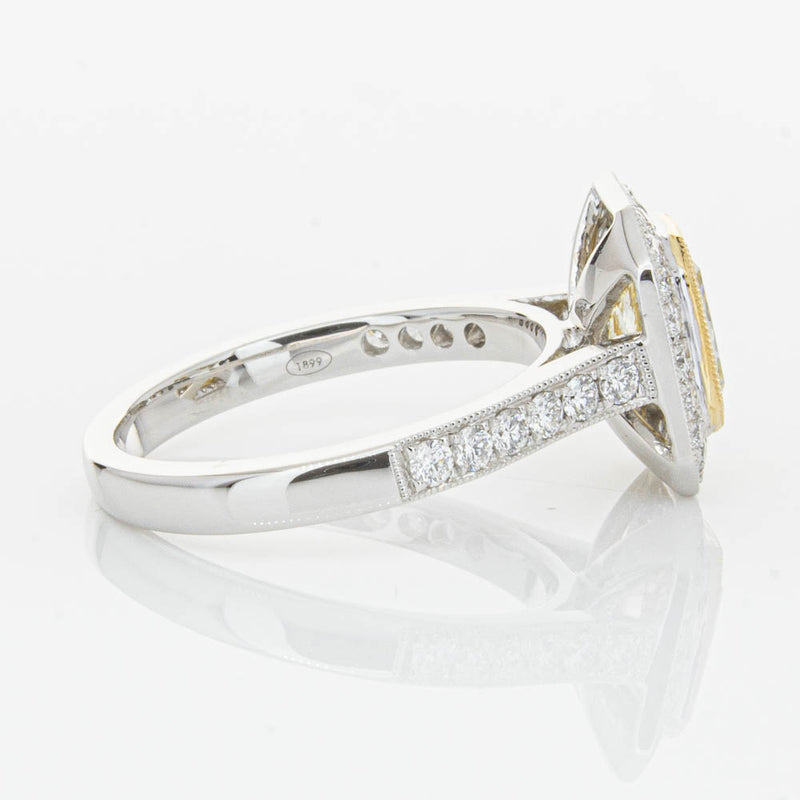 18ct White Gold Radiant Yellow Diamond Ring-Ring-Walker & Hall