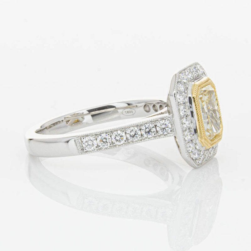 18ct White Gold Radiant Yellow Diamond Ring-Ring-Walker & Hall