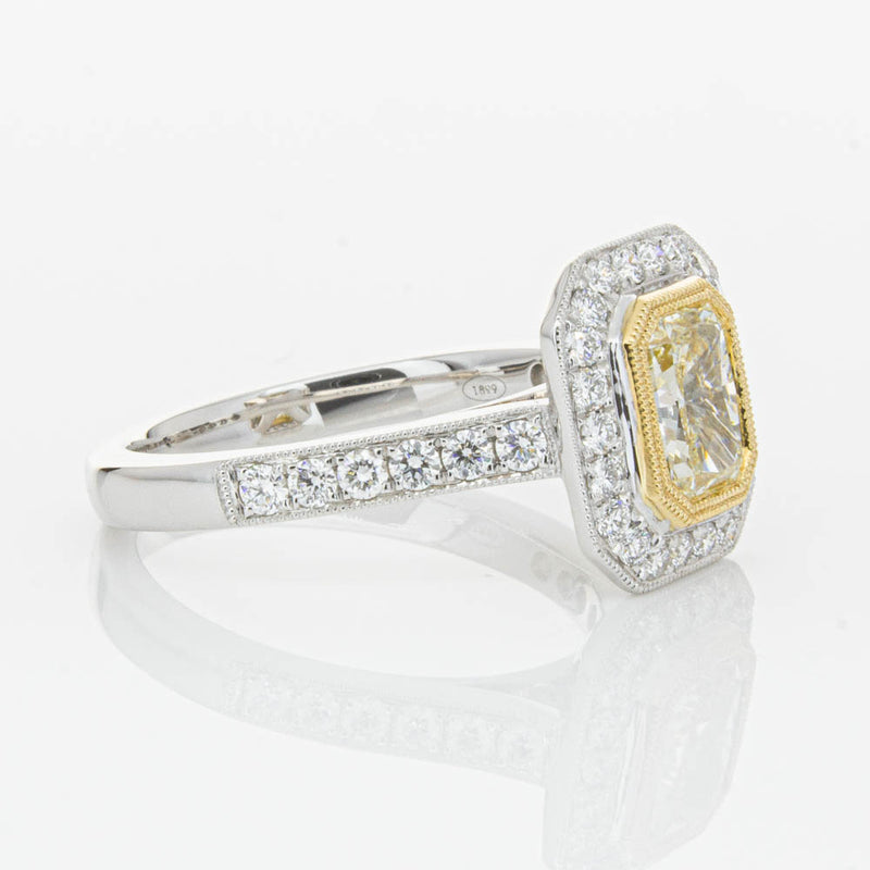 18ct White Gold Radiant Yellow Diamond Ring-Ring-Walker & Hall