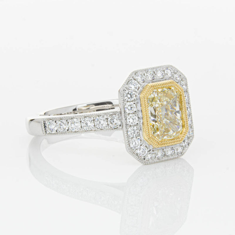 18ct White Gold Radiant Yellow Diamond Ring-Ring-Walker & Hall