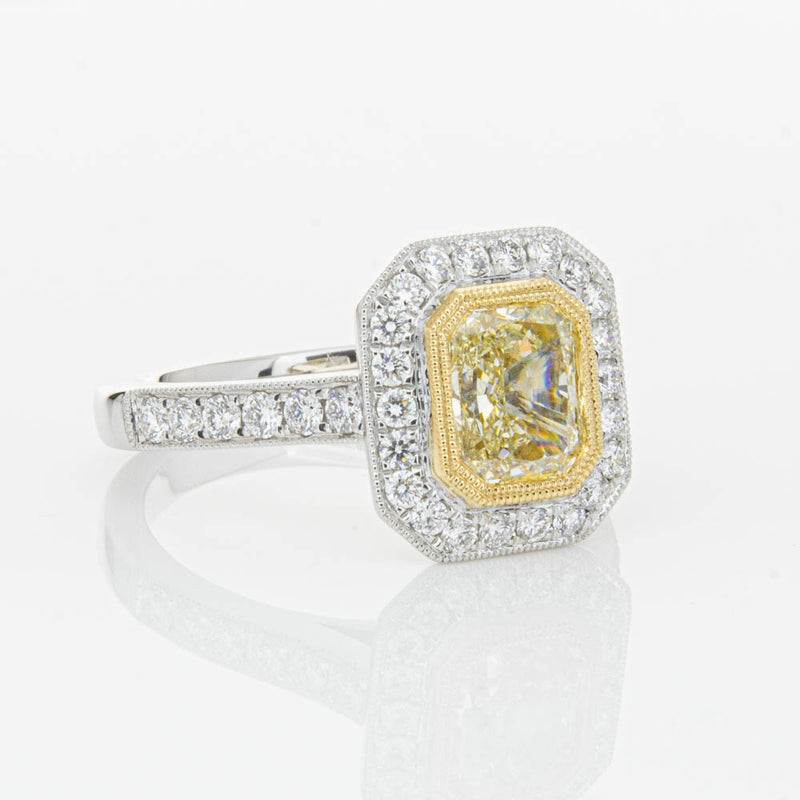 18ct White Gold Radiant Yellow Diamond Ring-Ring-Walker & Hall