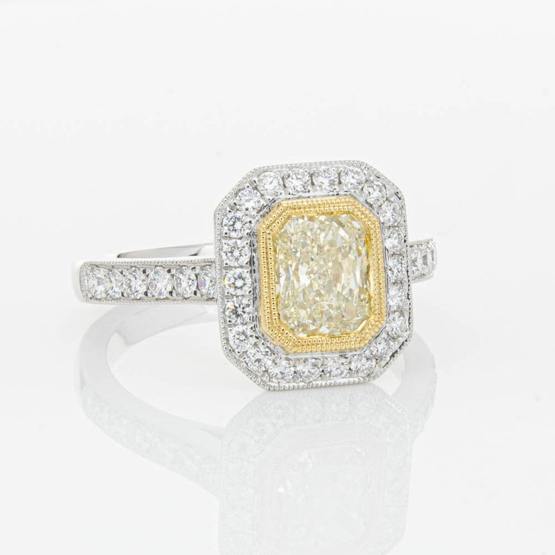 18ct White Gold Radiant Yellow Diamond Ring-Ring-Walker & Hall