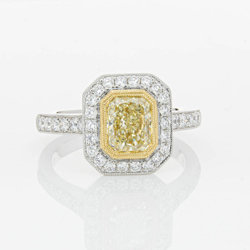 18ct White Gold Radiant Yellow Diamond Ring-Ring-Walker & Hall