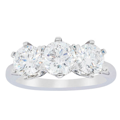18ct White Gold 2.36ct Diamond Trilogy Ring-Ring-Walker & Hall