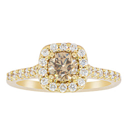 18ct Yellow Gold .56ct Champagne Diamond Manhattan Ring - Ring - Walker & Hall
