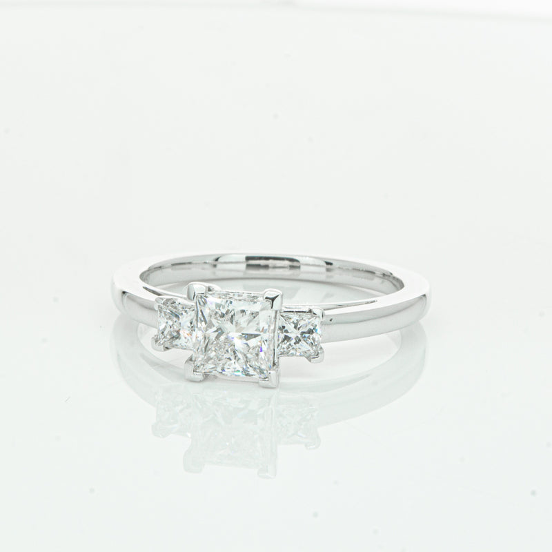 18ct White Gold .80ct Princess Cut Diamond Olympus Ring-Ring-Walker & Hall