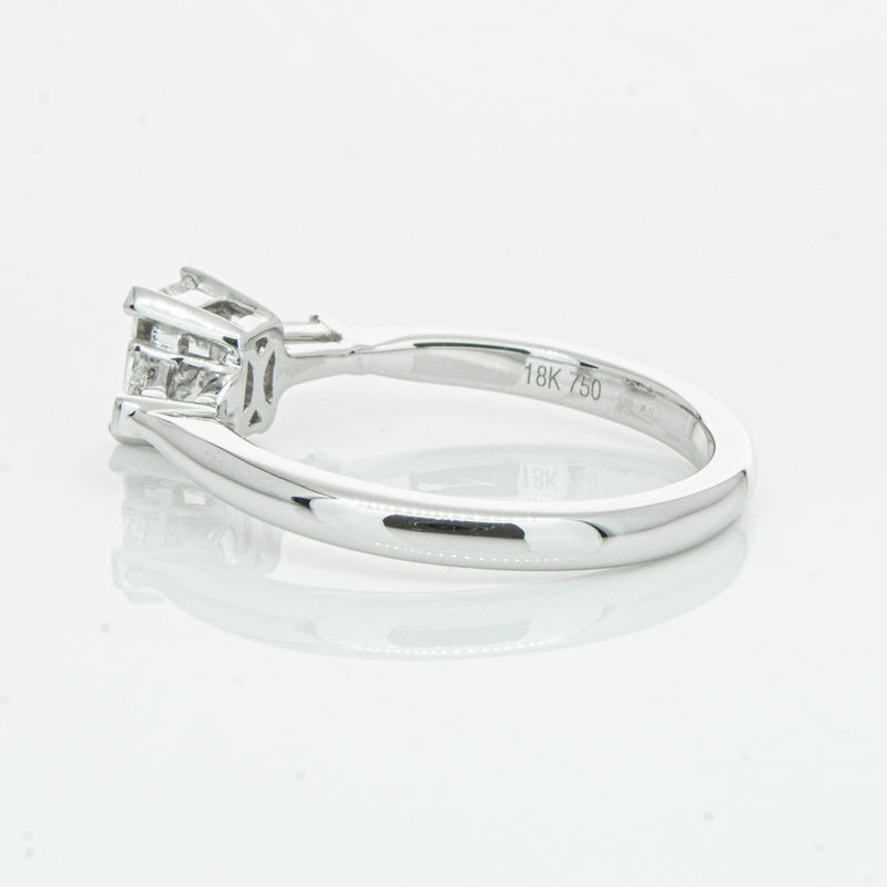 18ct White Gold Emerald Cut Diamond Ring-Ring-Walker & Hall