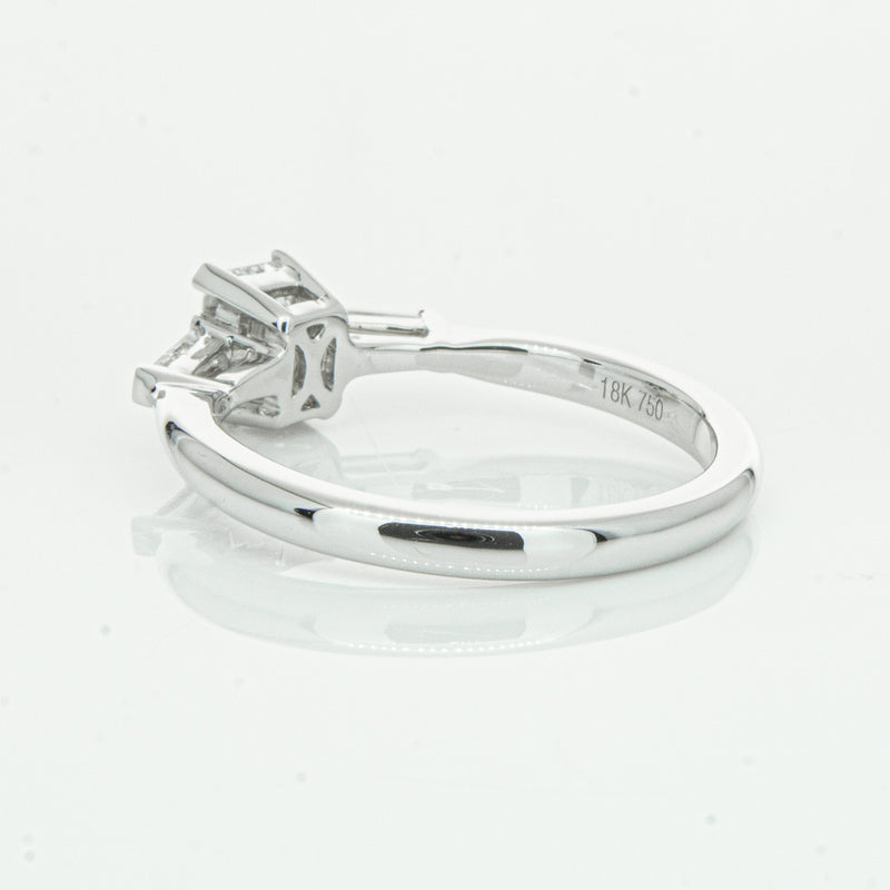 18ct White Gold Emerald Cut Diamond Ring-Ring-Walker & Hall