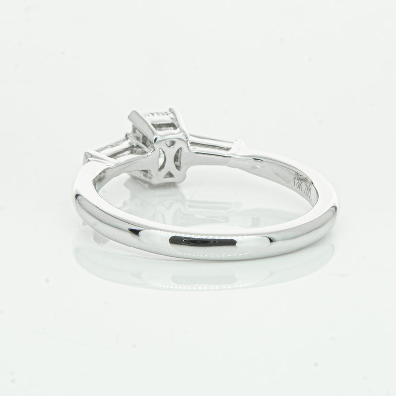 18ct White Gold Emerald Cut Diamond Ring-Ring-Walker & Hall