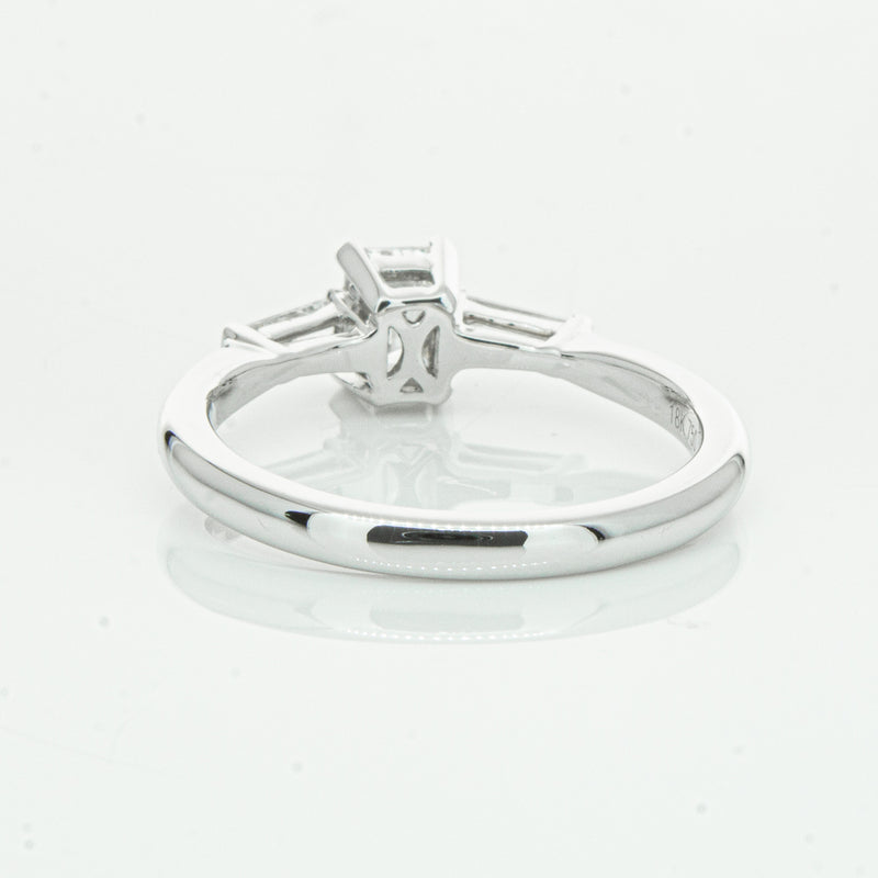 18ct White Gold Emerald Cut Diamond Ring-Ring-Walker & Hall