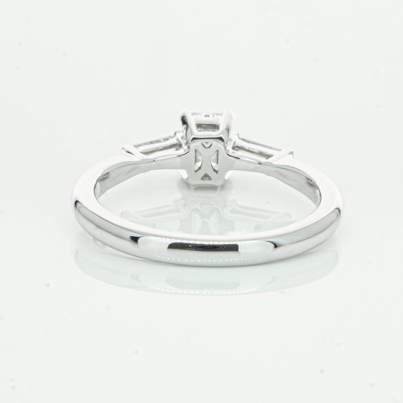 18ct White Gold Emerald Cut Diamond Ring-Ring-Walker & Hall