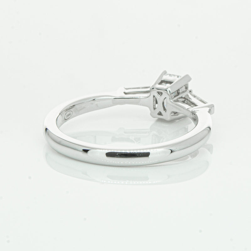 18ct White Gold Emerald Cut Diamond Ring-Ring-Walker & Hall