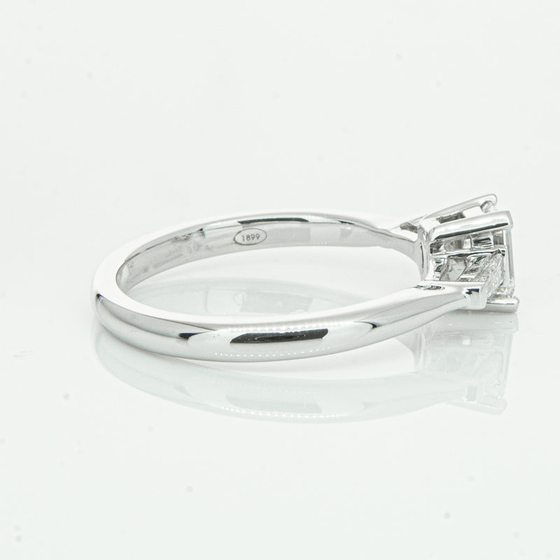 18ct White Gold Emerald Cut Diamond Ring-Ring-Walker & Hall