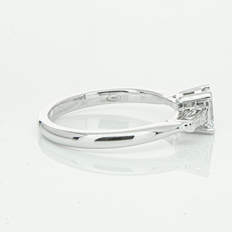 18ct White Gold Emerald Cut Diamond Ring-Ring-Walker & Hall