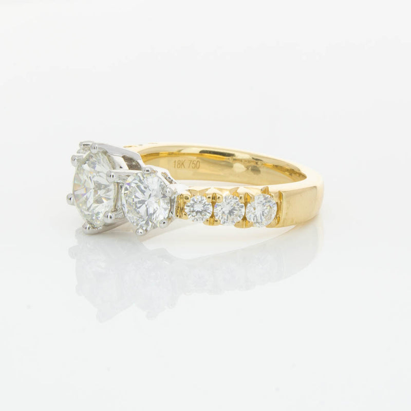 18ct Yellow Gold Diamond Three Stone Ring-Ring-Walker & Hall