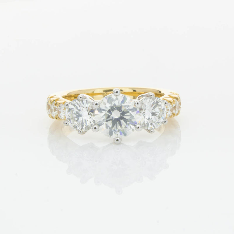 18ct Yellow Gold Diamond Three Stone Ring-Ring-Walker & Hall