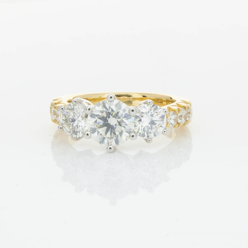 18ct Yellow Gold Diamond Three Stone Ring-Ring-Walker & Hall