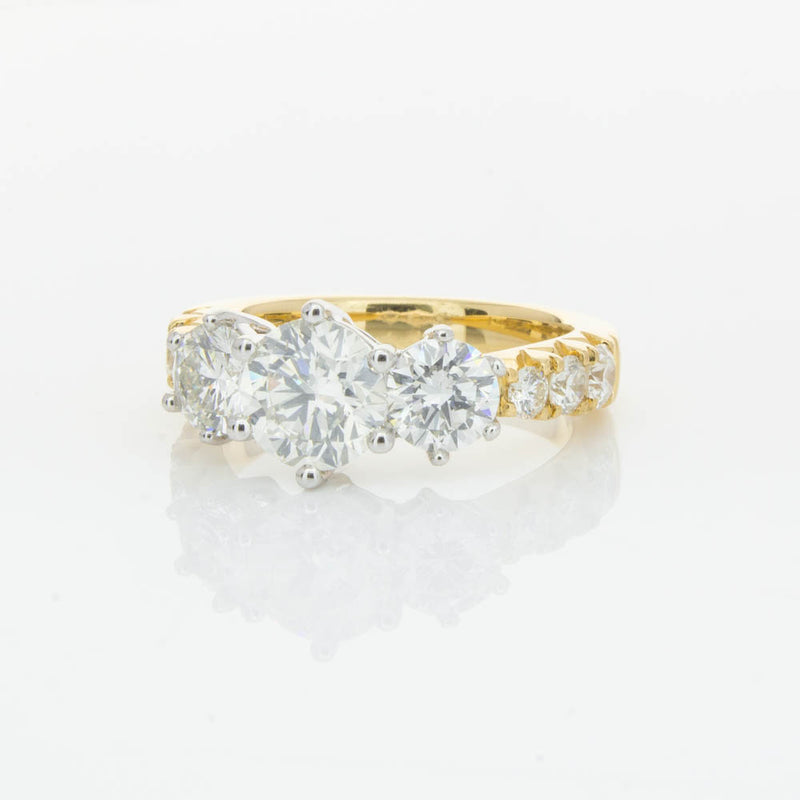 18ct Yellow Gold Diamond Three Stone Ring-Ring-Walker & Hall