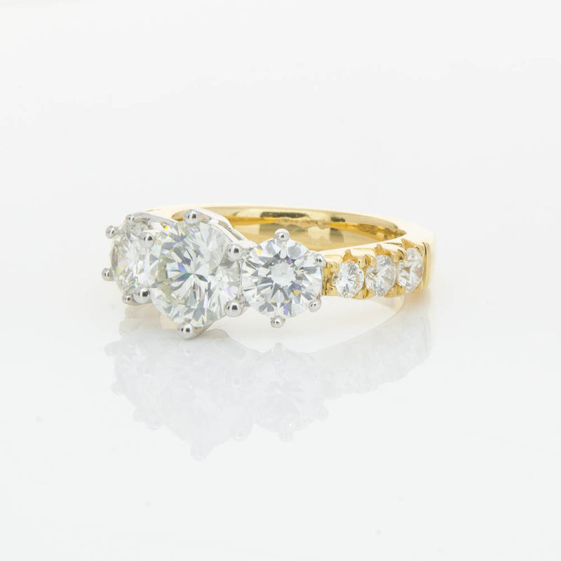 18ct Yellow Gold Diamond Three Stone Ring-Ring-Walker & Hall