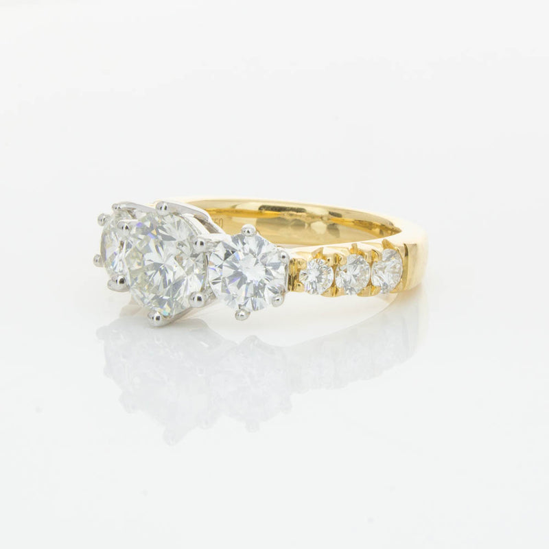 18ct Yellow Gold Diamond Three Stone Ring-Ring-Walker & Hall