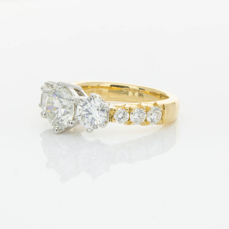 18ct Yellow Gold Diamond Three Stone Ring-Ring-Walker & Hall