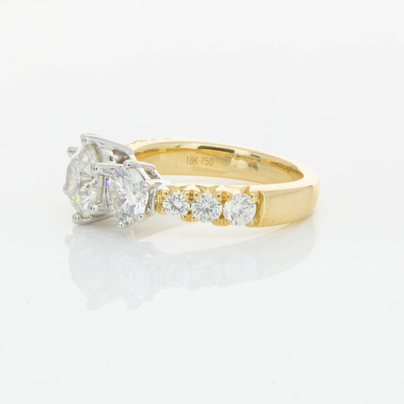 18ct Yellow Gold Diamond Three Stone Ring-Ring-Walker & Hall