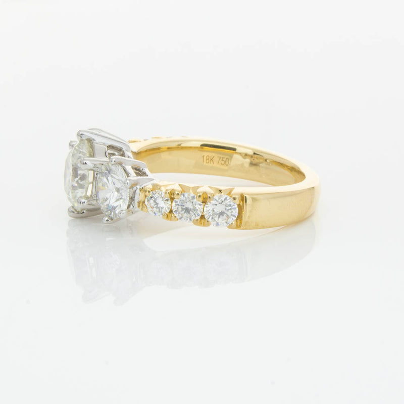18ct Yellow Gold Diamond Three Stone Ring-Ring-Walker & Hall