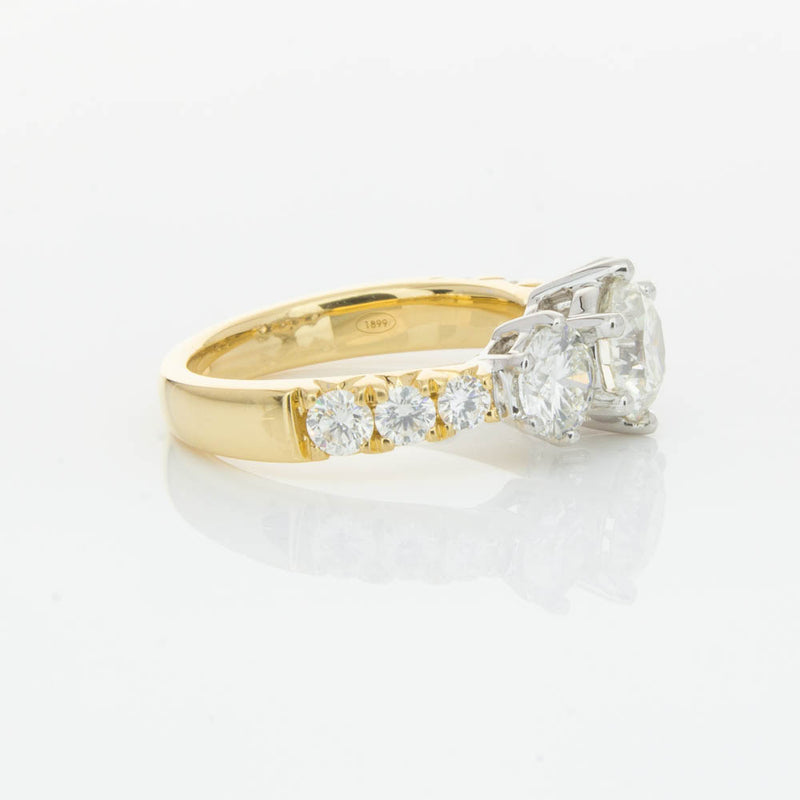 18ct Yellow Gold Diamond Three Stone Ring-Ring-Walker & Hall