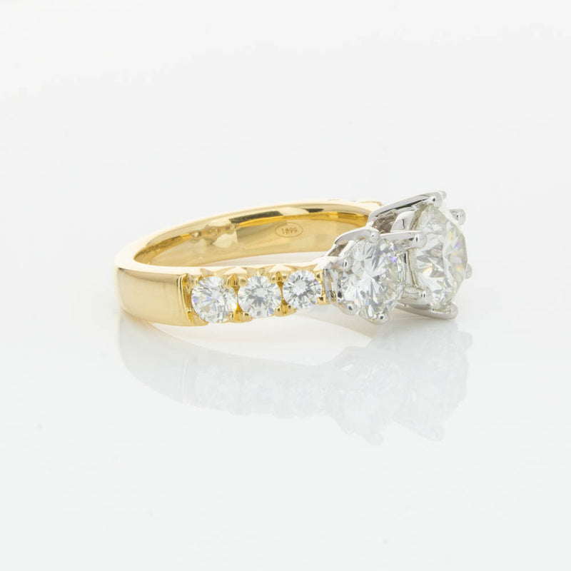 18ct Yellow Gold Diamond Three Stone Ring-Ring-Walker & Hall