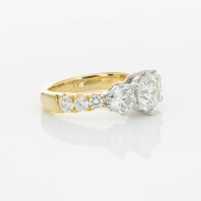 18ct Yellow Gold Diamond Three Stone Ring-Ring-Walker & Hall