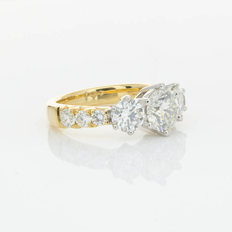 18ct Yellow Gold Diamond Three Stone Ring-Ring-Walker & Hall