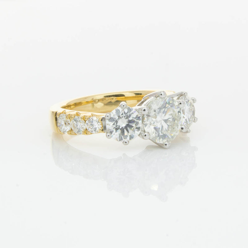 18ct Yellow Gold Diamond Three Stone Ring-Ring-Walker & Hall