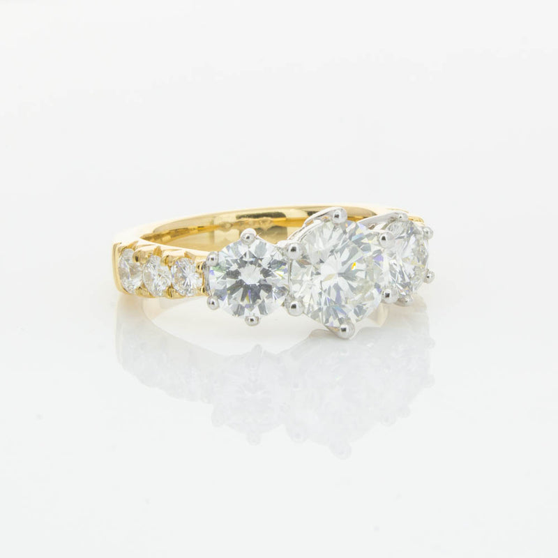 18ct Yellow Gold Diamond Three Stone Ring-Ring-Walker & Hall