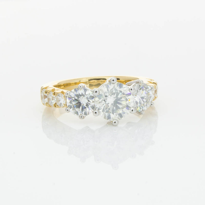 18ct Yellow Gold Diamond Three Stone Ring-Ring-Walker & Hall