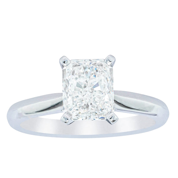 18ct White Gold 2.01ct Radiant Cut Diamond Venetian Ring - Ring - Walker & Hall