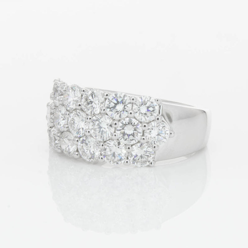18ct White Gold Diamond Three Row Ring-Ring-Walker & Hall