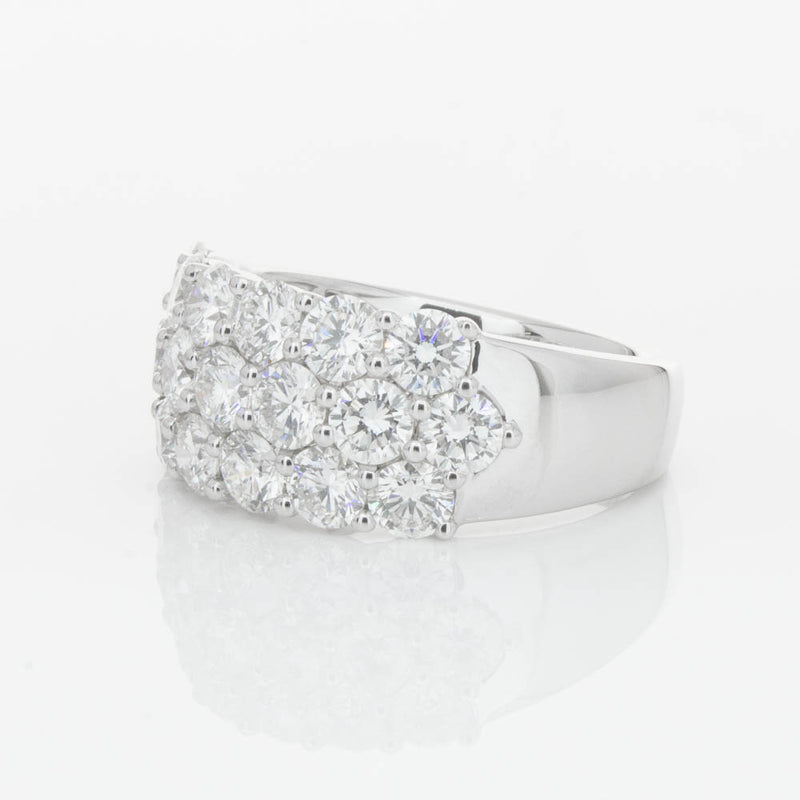 18ct White Gold Diamond Three Row Ring-Ring-Walker & Hall