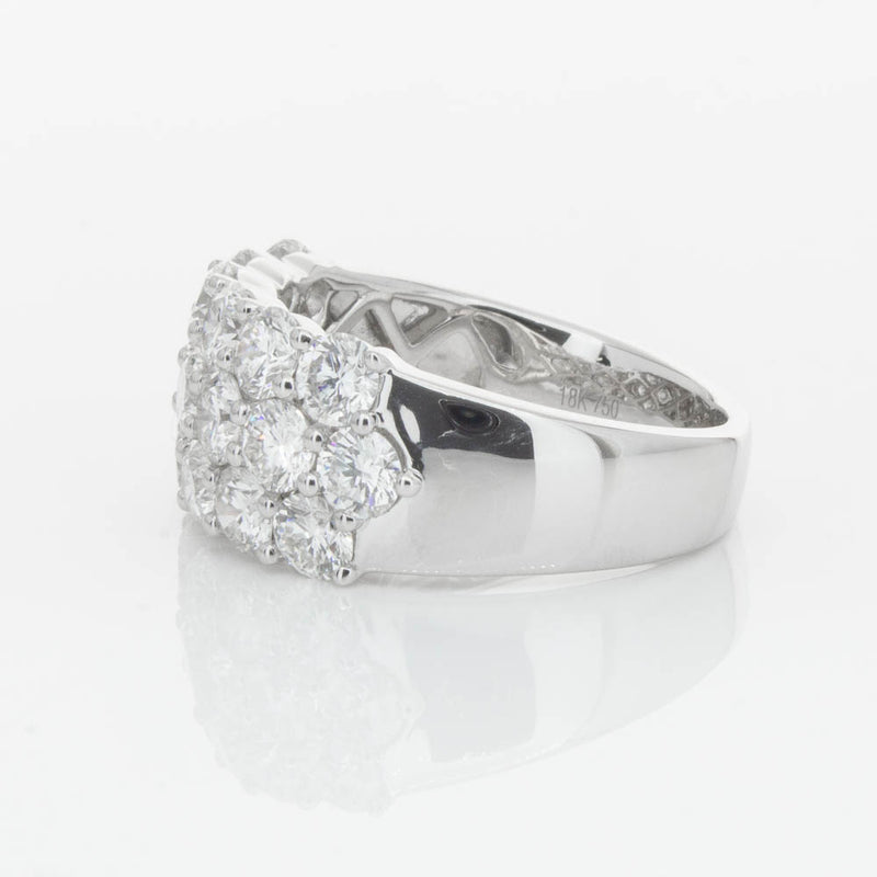 18ct White Gold Diamond Three Row Ring-Ring-Walker & Hall