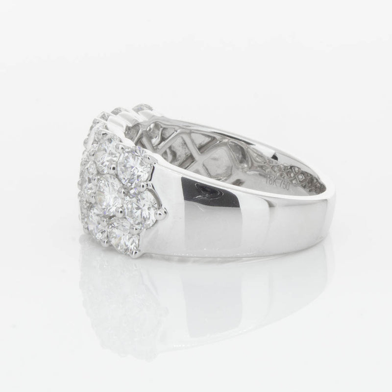 18ct White Gold Diamond Three Row Ring-Ring-Walker & Hall